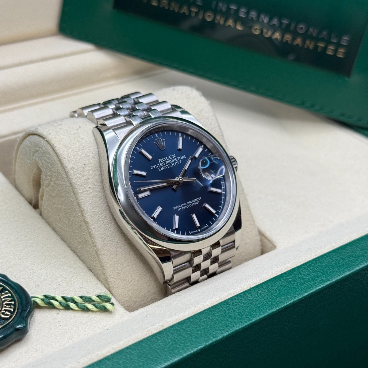 Rolex Datejust 36 Blue Index Dial Stainless Steel Smooth Bezel
