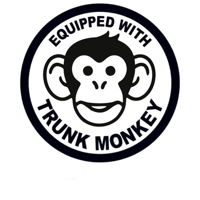 TRUNK MONKEY  Vinyl Decal   3.5 INCHES  FUNNY HUMOUR