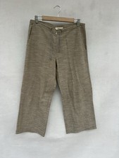 /?? LEE MATHEWS BEIGE Brown LINEN Blend Wide Leg Pants Culottes 10 12 14 S M L
