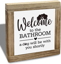 Dog-Themed Bathroom Decor Sign - Welcome to the Restroom with Humor