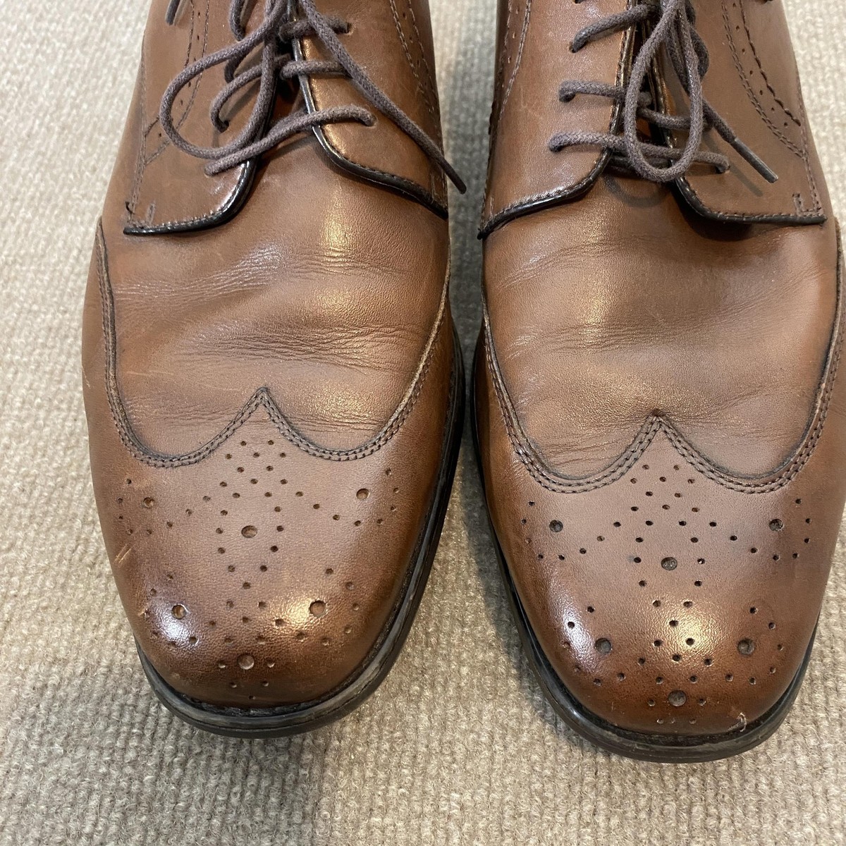 Johnston & Murphy Shoes Mens Size 12 M Brown Leather Wingtip 