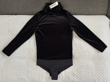L'AGENCE Aida Turtleneck Velvet Bodysuit Black Noir Size XS 5556FUW One Piece
