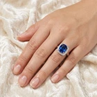 Delicate Royal Blue Sapphire 7.80Ct 925 Sterling Silver White Gold Halo Rings