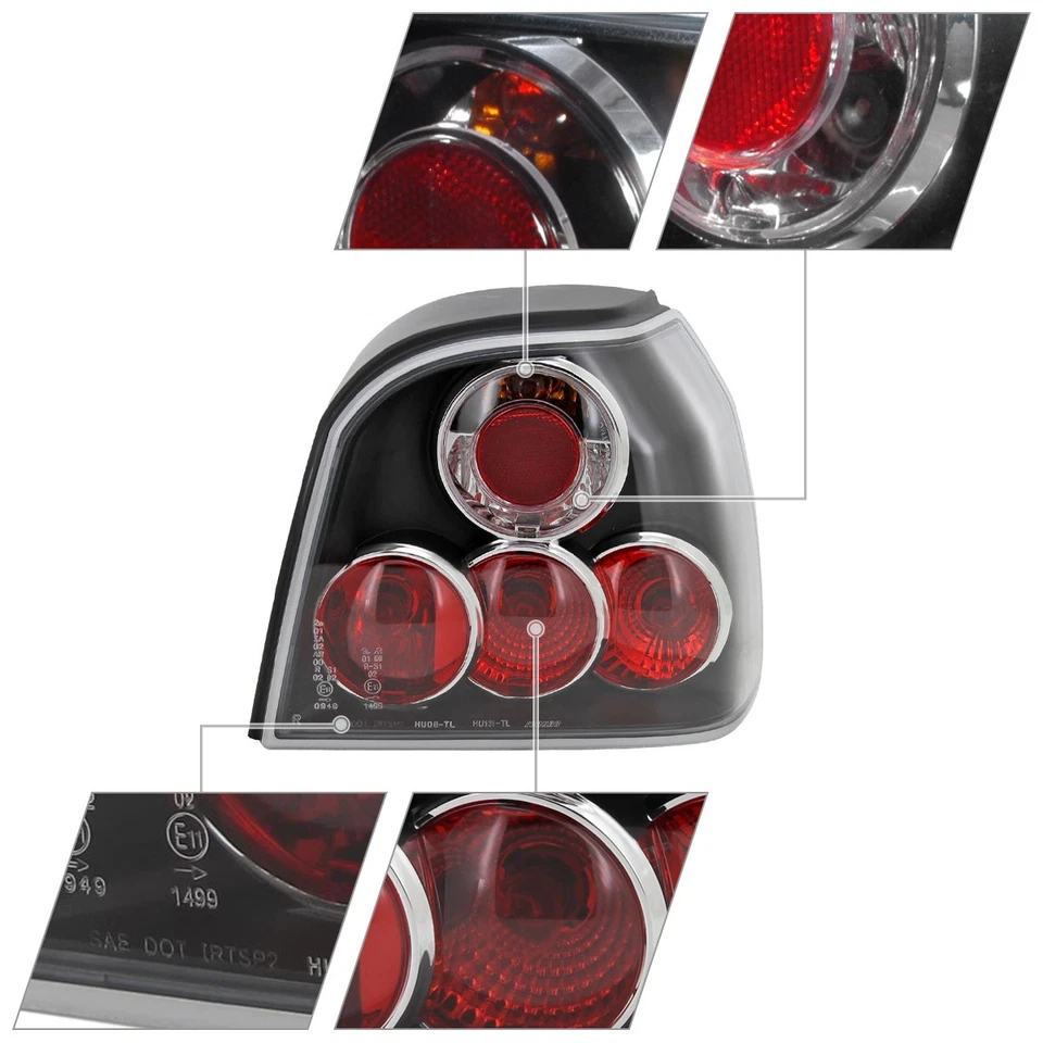 Black Tail Lights Fits 1993-1998 Volkswagen Golf MK3 Brake Lamp Left+Right 93-98 Foto 4 de 4