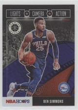 2019 Panini NBA Hoops Premium Stock Lights Camera Action Purple Ben Simmons gd1