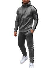 Men's Casual 2 Piece Outfit Tracksuits Hooded Jogging Suits Fashion Full Zip ...