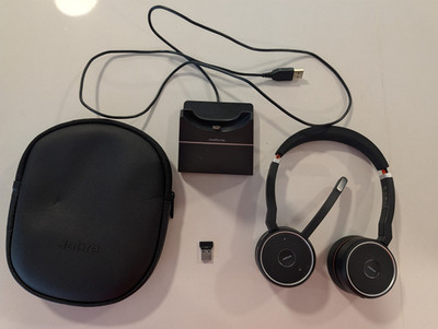 Jabra Evolve 75 SE Wireless Bluetooth Headset  w/ Charging Stand & Case Bundle
