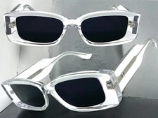 Classy Vintage Retro Hardcore Biker SUNGLASSES Large Thick Clear Frame Dark Lens