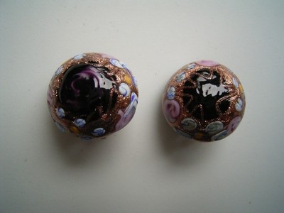 Alte bunte Murano Glas Ohrringe Ohrclips Earrings Earclips mit Goldfluß