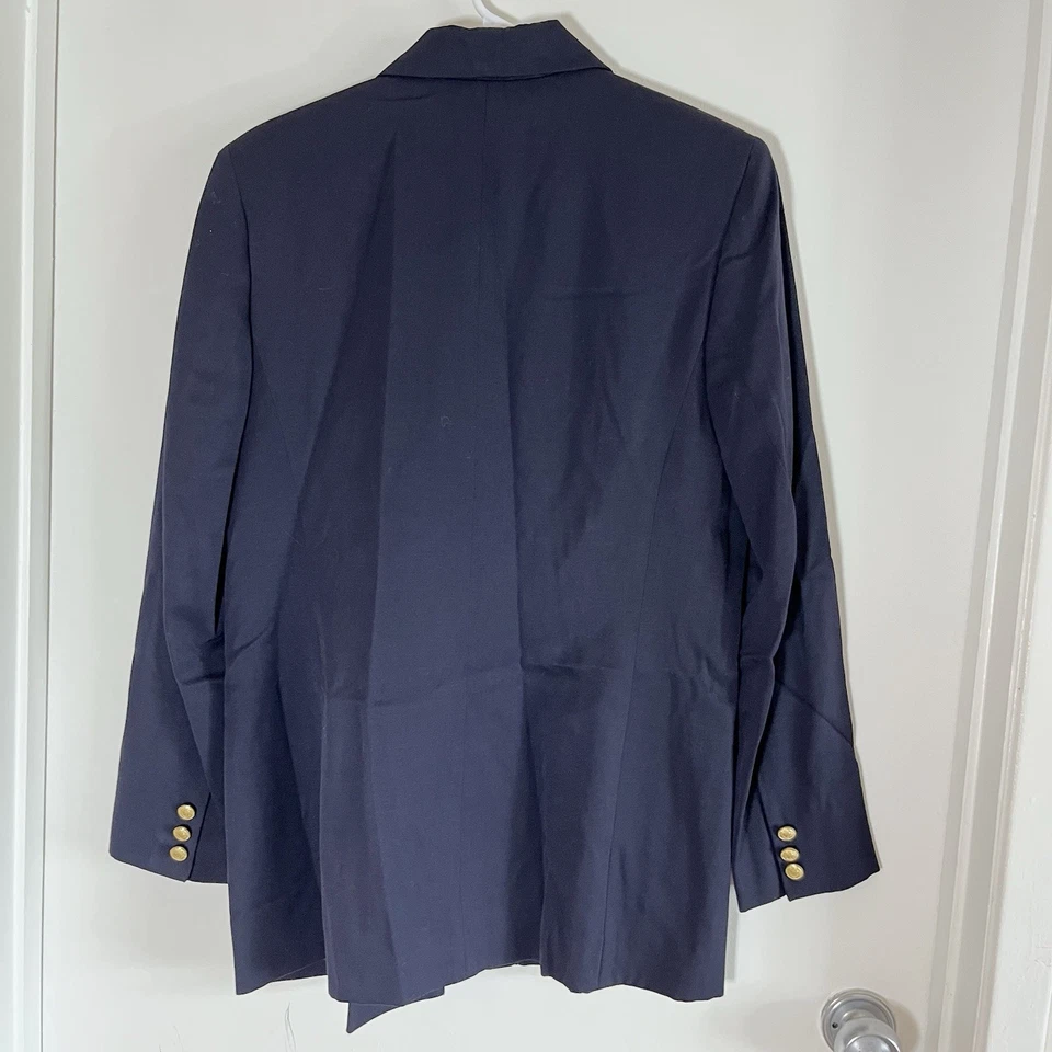 Blazer Charter Club feminino vintage lã peito duplo azul marinho tamanho 8 escola retrô EUA - Imagem 2 de 4