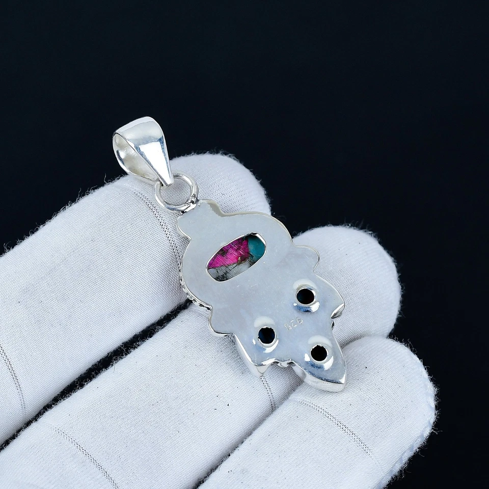 Baumwolle Candy Türkis Edelstein Anhänger 925 Sterlingsilber Schmuck Für " Mom " - Bild 4 von 4