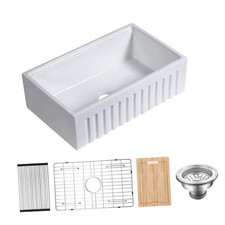 30 Inch Fireclay Farmhouse Sink-30"x 20"White Workstation Reversible Ceramic