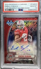 2024 Bowman Chrome U Football Emeka Egbuka #3/5 Red Shimmer Auto OSU PA- EEG