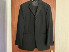 M S Black Evening Suit, Satin Lapels, Buttons, Ribbon, 40  Chest 31  L