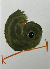 ACEO Original Painting, Bird Impressionism Oil Art, Emmer Plaxe, Animal Abstract