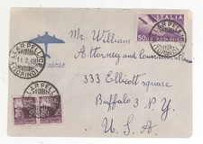 1948 Villar Pellice Italy Buffalo NY Ellicott Square Air Mail Cover C114, #474 A