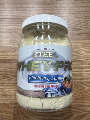 Steel Supplements 100% Pure WHEY-Pro Protein Powder 25 Srv Blueberry Muffin