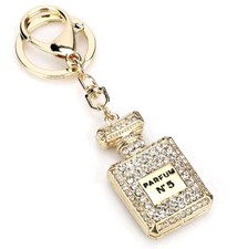 Perfume No 5 Bottle KeyRing Crystal clear Rhinestone Keychain Bag Charm
