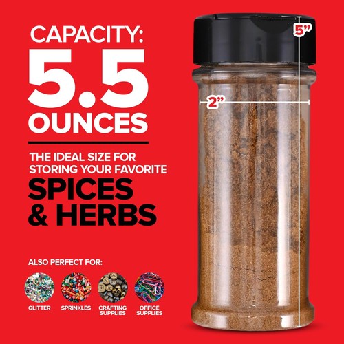 6 Pack 5.5 oz Round Plastic Spice Jars, Empty Seasoning Containers for clear - Picture 3 of 7