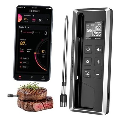 Wireless Meat Thermometer with Smart Timer & APP Control, 800ft 1-Probe Kit