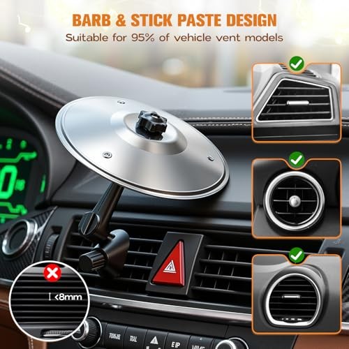 Car Cymbal Drum Air Vent, Metal Drum Crash Cymbal for Car 1 PACK Silvery