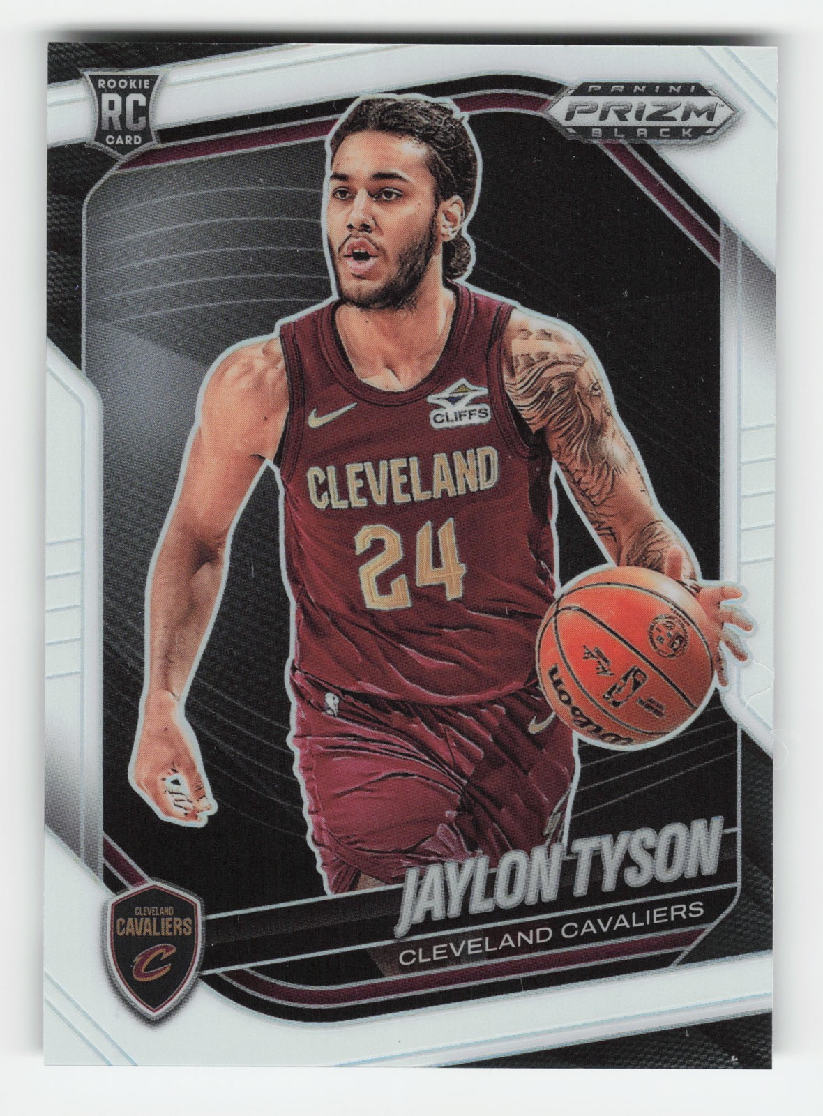 2024-25 Panini Prizm Black #127 Jaylon Tyson White #/175 Rookie