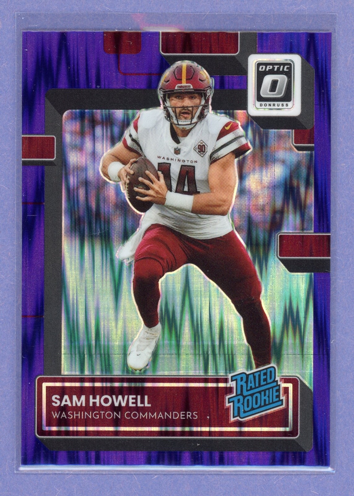 2022 Panini Donruss Optic - Rated Rookie Purple Shock Prizm #205 Sam Howell (RC)