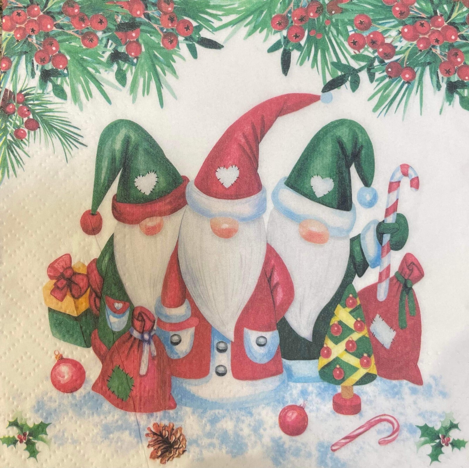 Decoupage Paper Napkins Christmas Santa Gnomes Gnome Pack of 20 Luncheon eBay