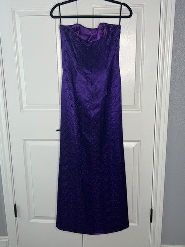 Vtg Y2K Jessica McClintock Purple Black Tie Strapless Dress Long Sz 10 Wedding - Picture 2 of 12