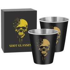 Copa de vino de metal con cabeza de calavera de 70 ml/2,39 oz para accesorio de bar de fiesta de club de club