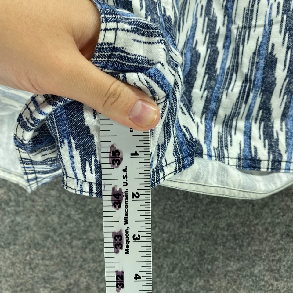 J. Pantalones Cortos Crew Mujer M Medianos Azul Blanco Lino tiro medio Foto 4 de 4