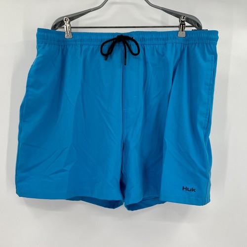 Huk Fishing Pursuit Volley Swim Shorts sz L 5.5" Inseam Malibu Blue NWT