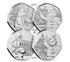 Paddington Bear 50p Full Set of 4  2018/2019 Very Good Circulated Condition.