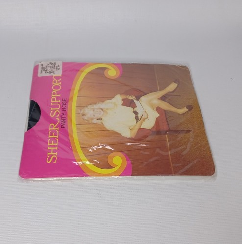 NOS Vtg Sheer Support Pantyhose Med/Tall 5'4"-5'8" 130-160 lbs Navy Irregular - Picture 6 of 6