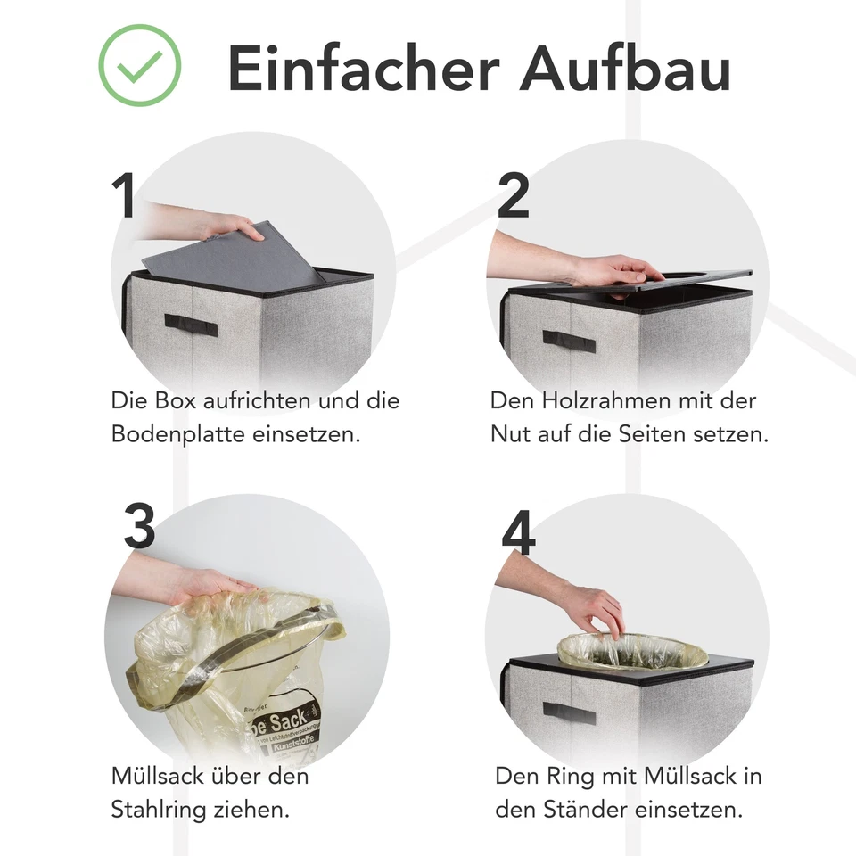 Gelber Sack Ständer 70L – Gelber Sack Mülleimer mit Klappdeckel, Grau - Bild 2 von 4