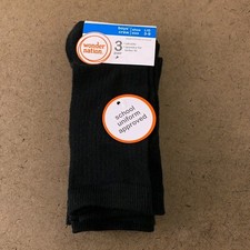 Wonder Nation Boys Shoe Size 3-9 Black Uniform Crew Socks 3 Pair NWT