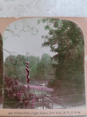 Seltenes farbiges STEREOSKOPISCHES FOTO - CENTRAL PARK NEW YORK NY usa KEYSTONE VIEW 1890