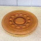 Vtg. Amber Depression Glass 10.25" Serving Plate Kings Crown Indiana G. Set of 4