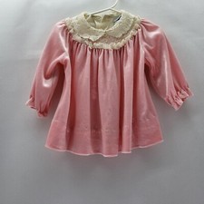 Vtg Nannette Baby Girl Size 15-18 Months Pink Velvet Dress
