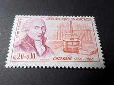 FRANCE, 1961, timbre 1297, COULOMB, CELEBRITES, neuf**, MNH CELEBRITY STAMP