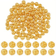 1box about 100pcs Brass Beads Hollow Round golden 6mm Hole: 0.9mm jewelry making