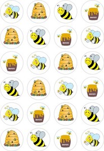 24 Honey Bee Bumble Bee Cupcake Cake Toppers Edible Rice