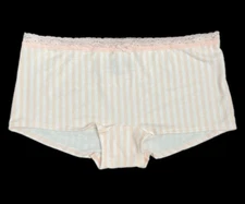 Victorias Secret Smooth Cotton & Lace Striped Boyshort Shortie Large Pink White