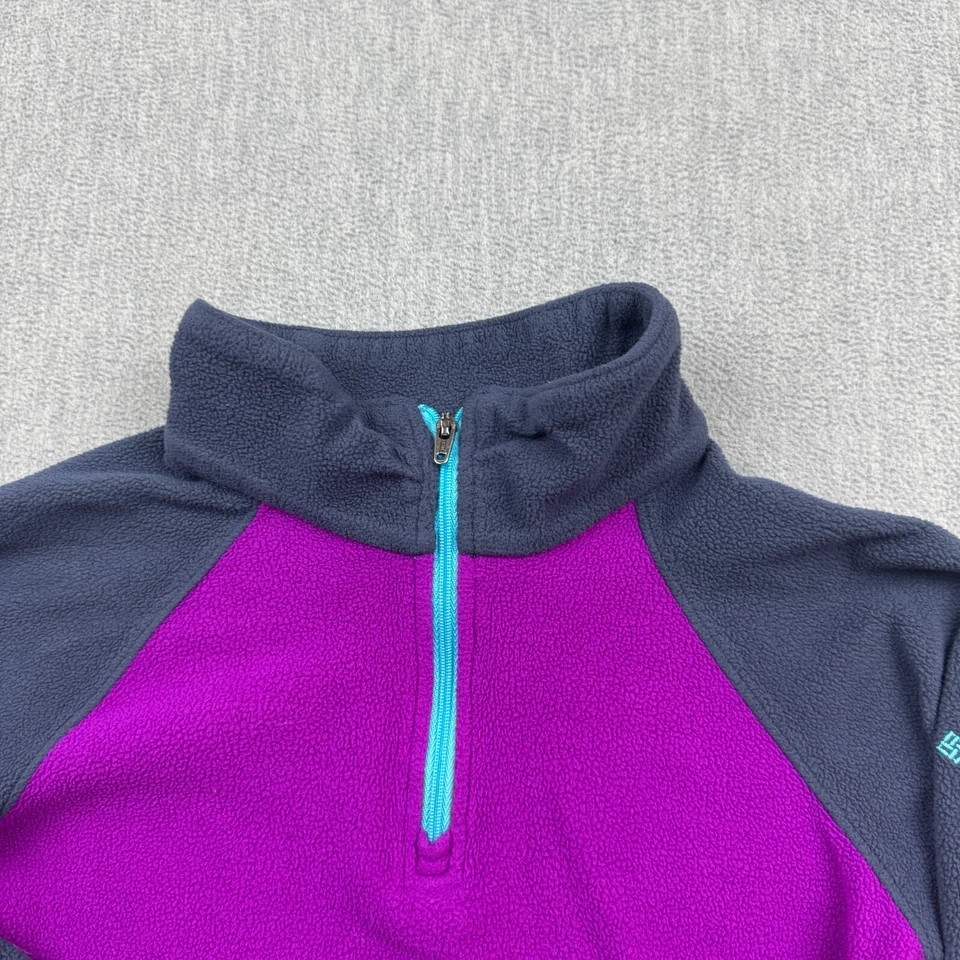 Suéter Columbia meninas jovens pequeno 7/8 roxo pulôver 1/4 zíper lã pescoço simulado - Imagem 4 de 4
