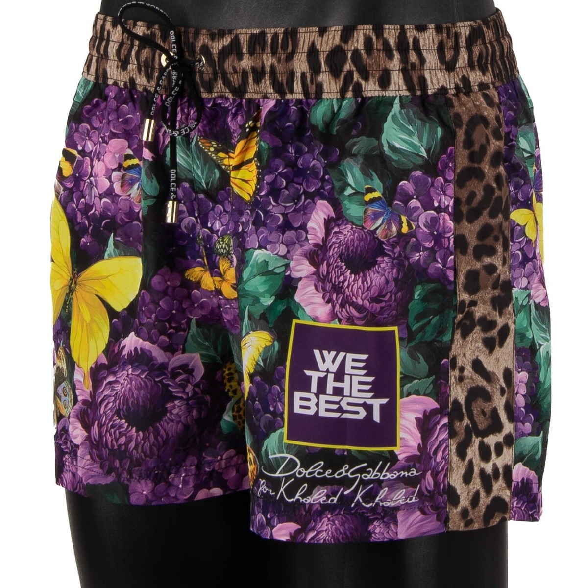 DOLCE & GABBANA x DJ KHALED Leopard Bag Beachwear Swim Shorts