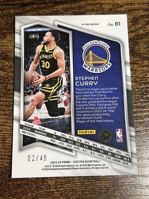 STEPHEN CURRY 2023-24 Panini Spectra #81 ASTRAL Prizm /49 | eBay