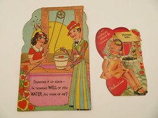 Vintage Lot of 2 Wishing Water Well Theme 1 Deco Valentine Cards 1 Carrington