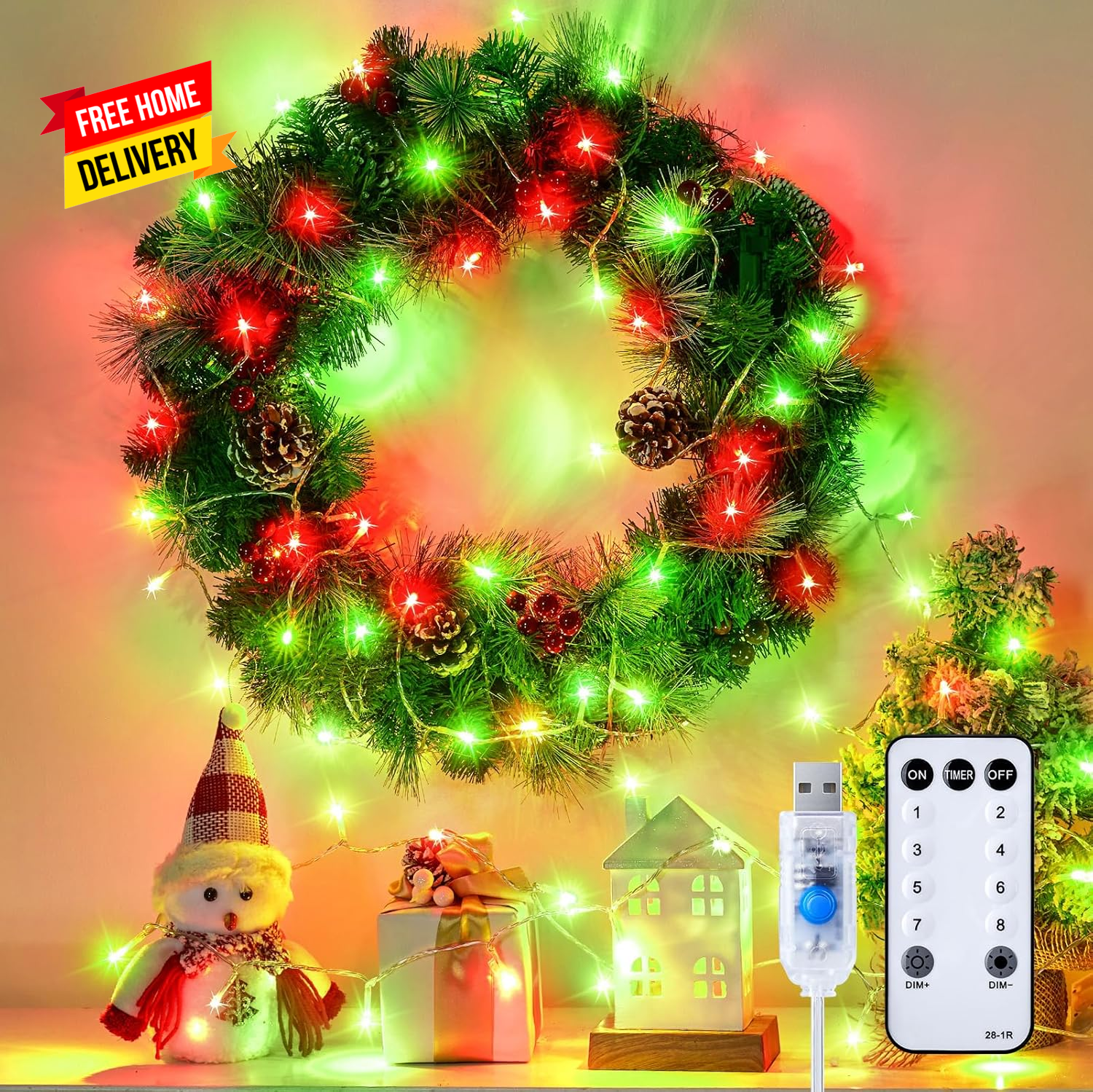 100 LED String Lights - 39.5 Ft USB Plug in Twinkle Fairy Lights with 8 Modes an