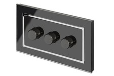 RetroTouch Crystal Glass Black White LED & Halogen Rotary Dimmer Light Switches