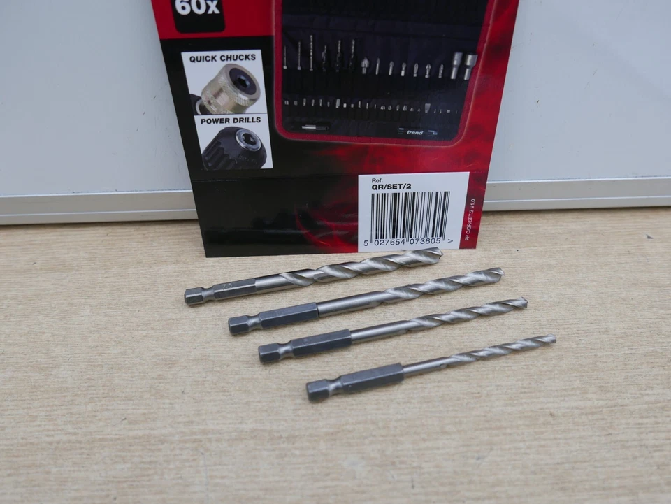 TREND 1/4" HEX SHANK HSS DRILL BITS 4mm 5mm 6mm & 7mm